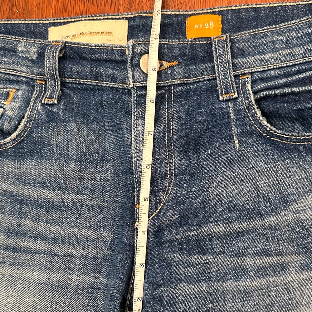 Anthropologie Blue Distressed Rolled-Hem Jean Shorts - Picture 13 of 14